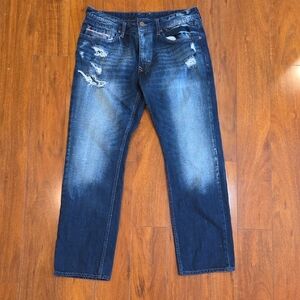 Buffalo David Bitton Men's Relaxed Fit Distressed Blue Jeans